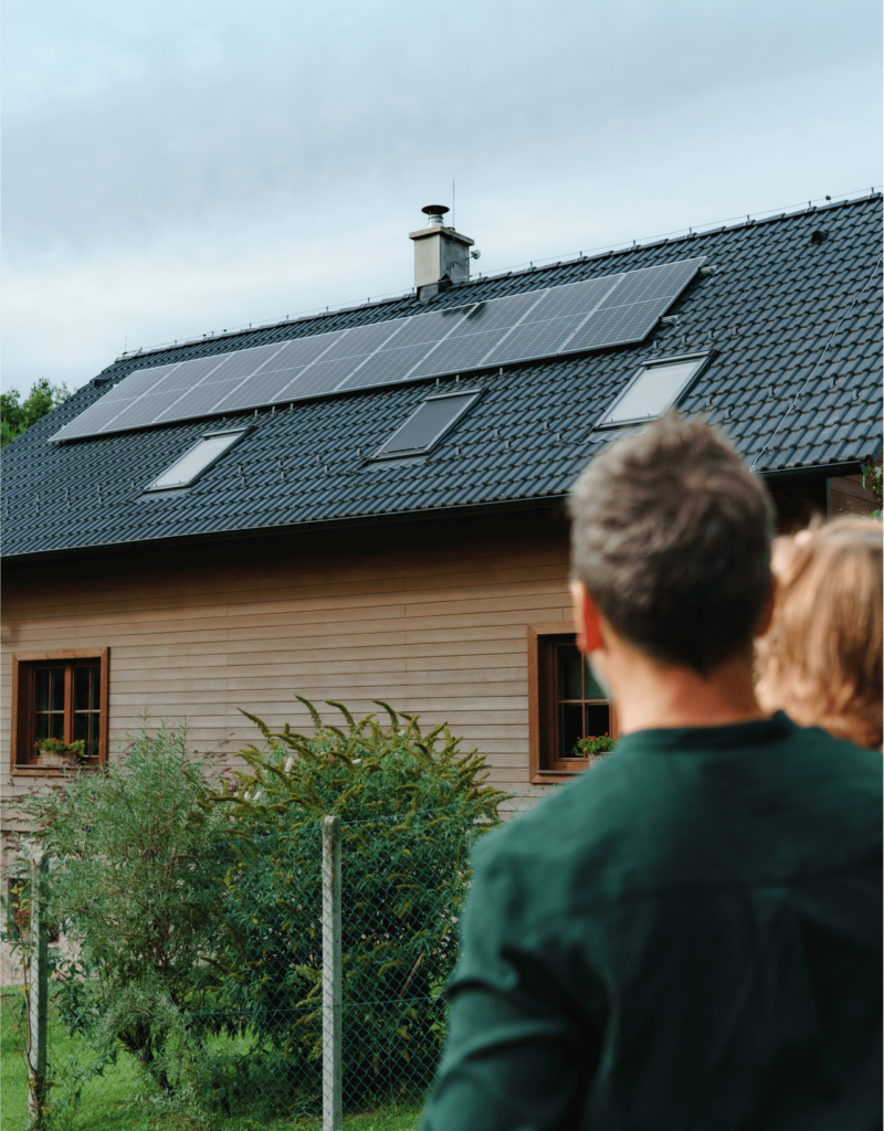 House with solar panels on roof